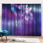 Galaxy Howling Wolf Spirit Print Pencil Pleat Curtains