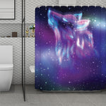 Galaxy Howling Wolf Spirit Print Polyester Shower Curtain