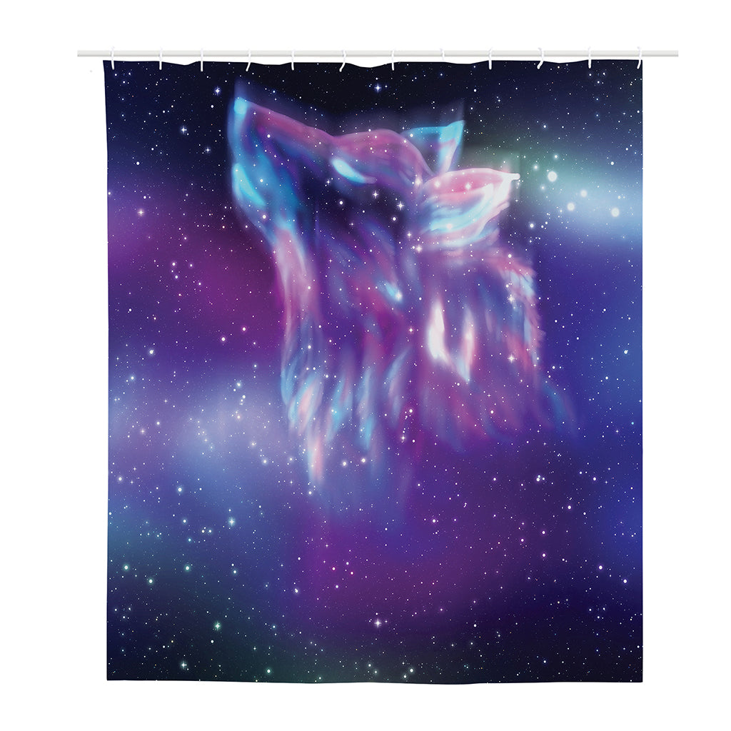 Galaxy Howling Wolf Spirit Print Polyester Shower Curtain