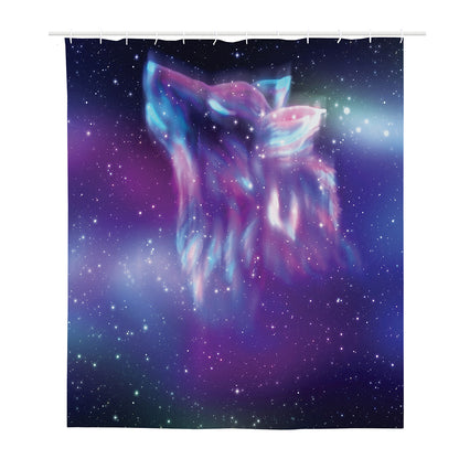 Galaxy Howling Wolf Spirit Print Polyester Shower Curtain