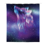 Galaxy Howling Wolf Spirit Print Polyester Shower Curtain