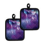 Galaxy Howling Wolf Spirit Print Pot Holders