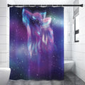 Galaxy Howling Wolf Spirit Print Premium Shower Curtain