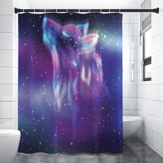 Galaxy Howling Wolf Spirit Print Premium Shower Curtain