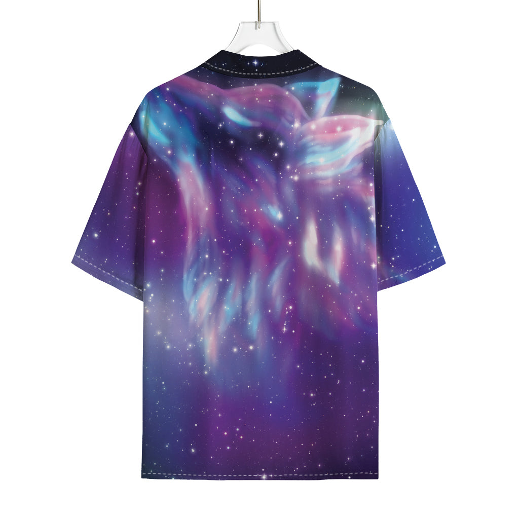 Galaxy Howling Wolf Spirit Print Rayon Hawaiian Shirt