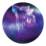 Galaxy Howling Wolf Spirit Print Round Blanket
