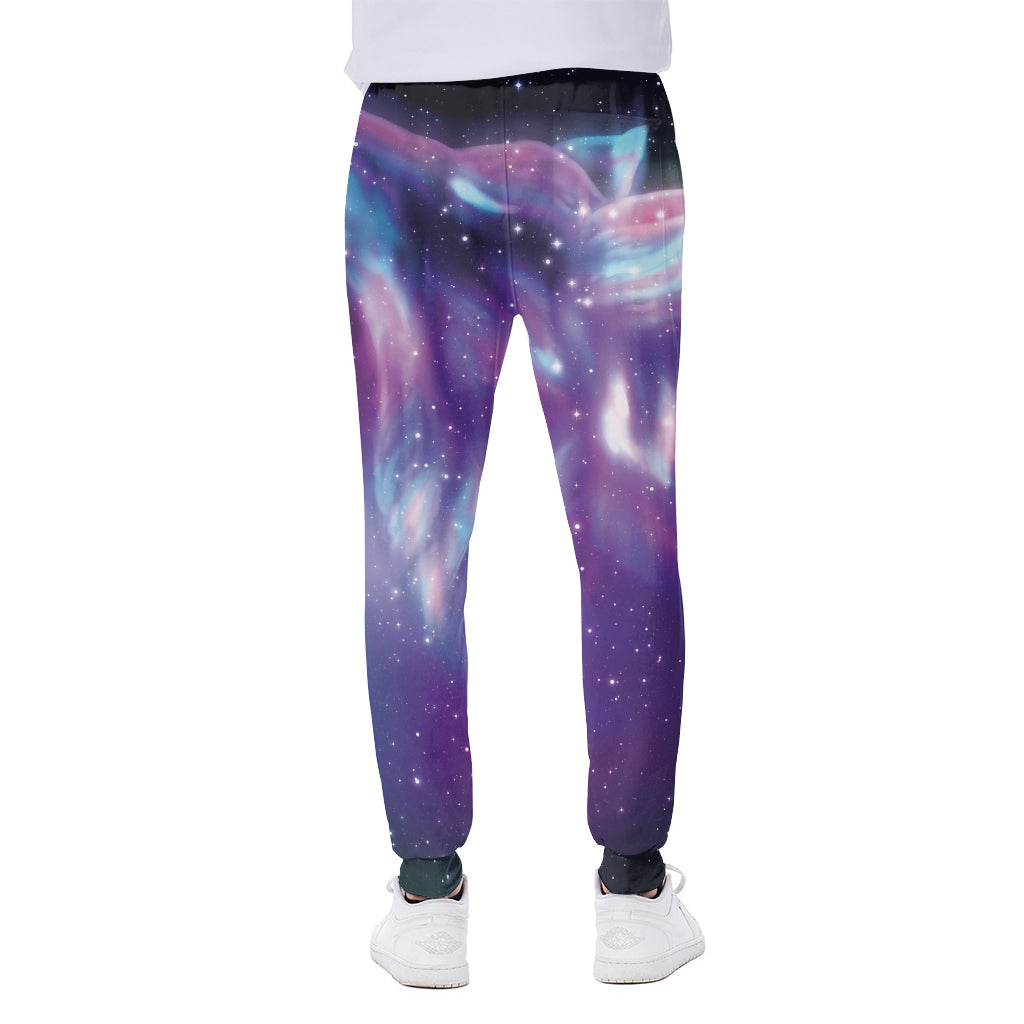Galaxy Howling Wolf Spirit Print Scuba Joggers