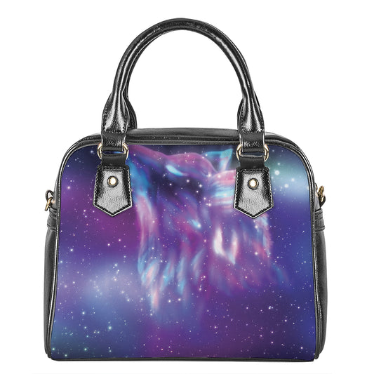 Galaxy Howling Wolf Spirit Print Shoulder Handbag