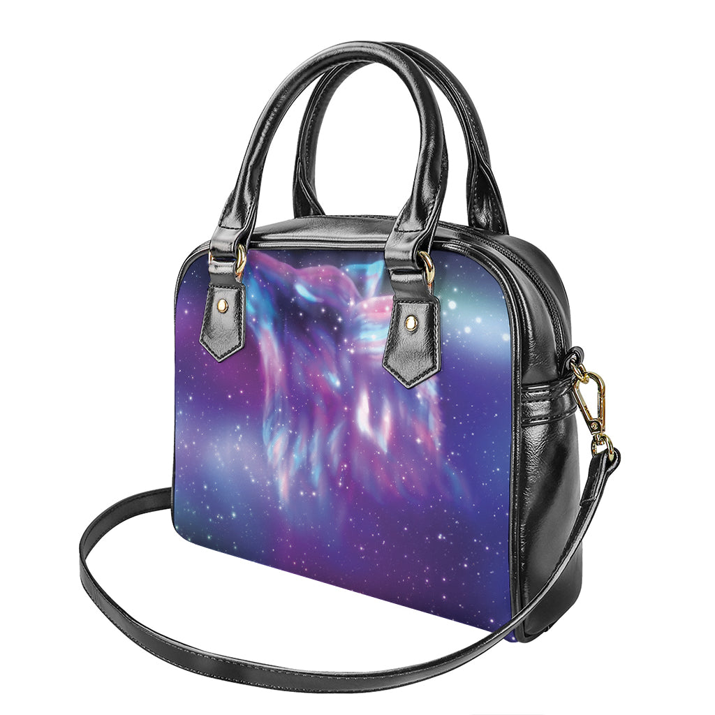 Galaxy Howling Wolf Spirit Print Shoulder Handbag