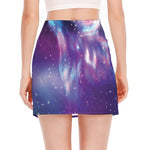 Galaxy Howling Wolf Spirit Print Side Slit Mini Skirt