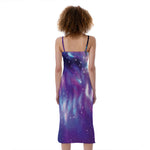 Galaxy Howling Wolf Spirit Print Slim Fit Midi Cami Dress