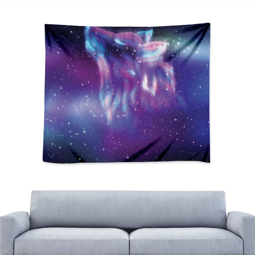 Galaxy Howling Wolf Spirit Print Tapestry