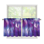 Galaxy Howling Wolf Spirit Print Tier Curtains