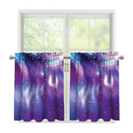 Galaxy Howling Wolf Spirit Print Tier Curtains