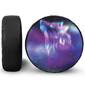 Galaxy Howling Wolf Spirit Print Tire Cover