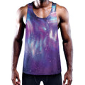 Galaxy Howling Wolf Spirit Print Men's Workout Tank Top