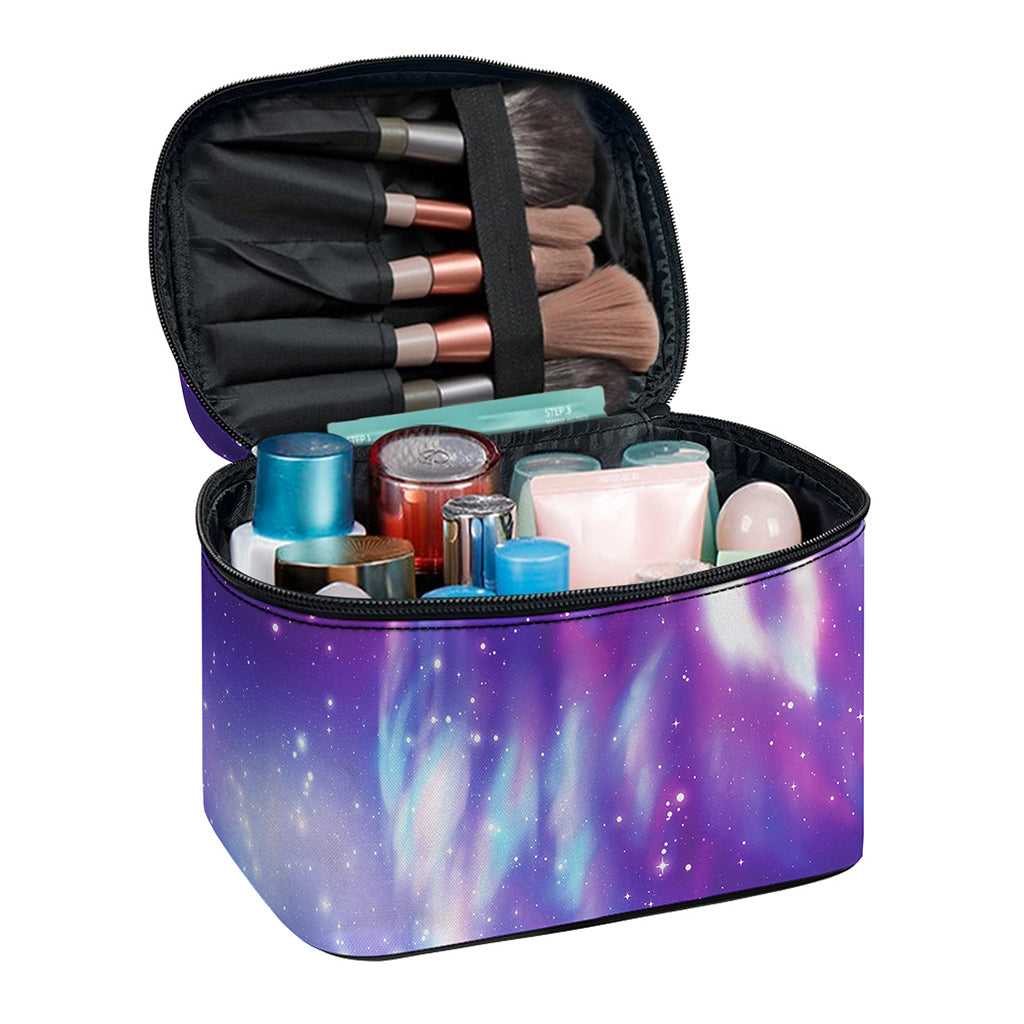 Galaxy Howling Wolf Spirit Print Travel Makeup Bag