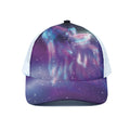 Galaxy Howling Wolf Spirit Print White Mesh Trucker Hat