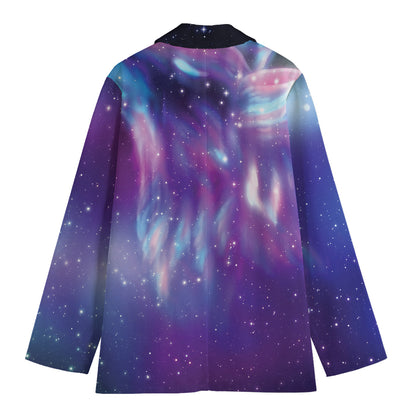Galaxy Howling Wolf Spirit Print Women's Blazer