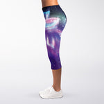 Galaxy Howling Wolf Spirit Print Women's Capri Leggings