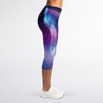 Galaxy Howling Wolf Spirit Print Women's Capri Leggings