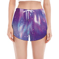 Galaxy Howling Wolf Spirit Print Women's Split Running Shorts