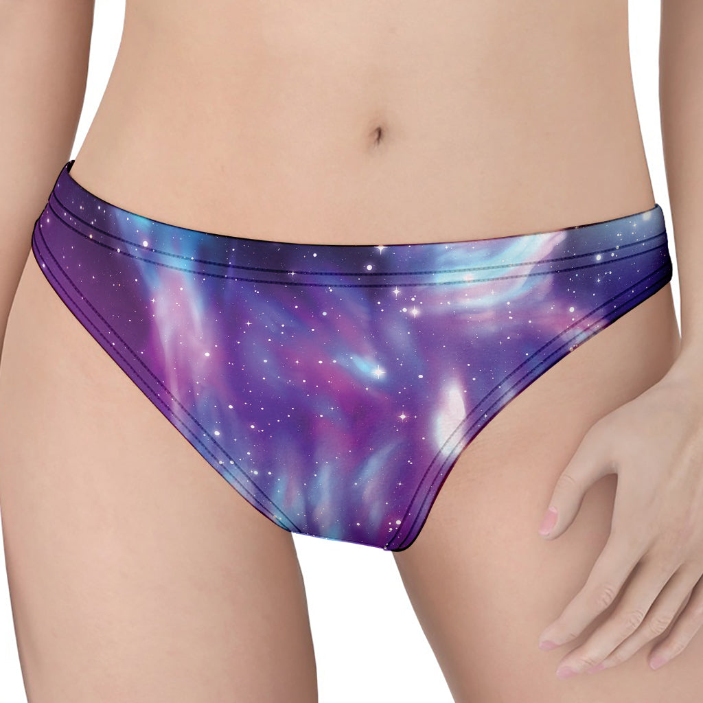 Galaxy Howling Wolf Spirit Print Women's Thong