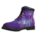 Galaxy Howling Wolf Spirit Print Padded Collar Lace Up Boots