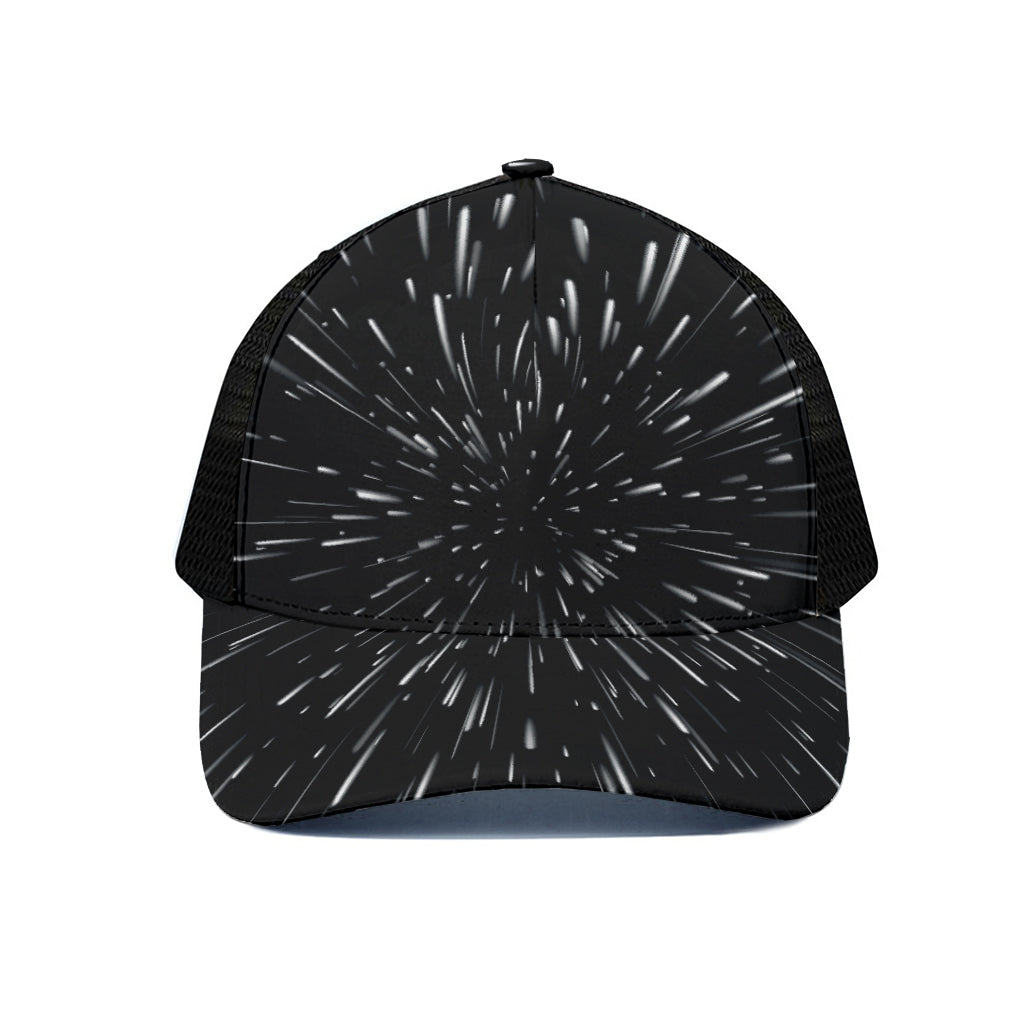 Galaxy Hyperspace Print Black Mesh Trucker Cap