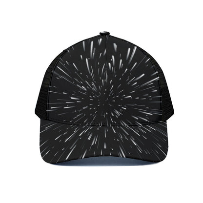 Galaxy Hyperspace Print Black Mesh Trucker Cap