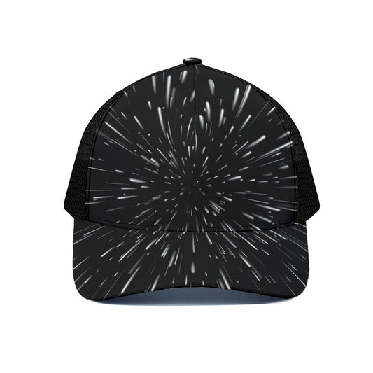 Galaxy Hyperspace Print Black Mesh Trucker Cap