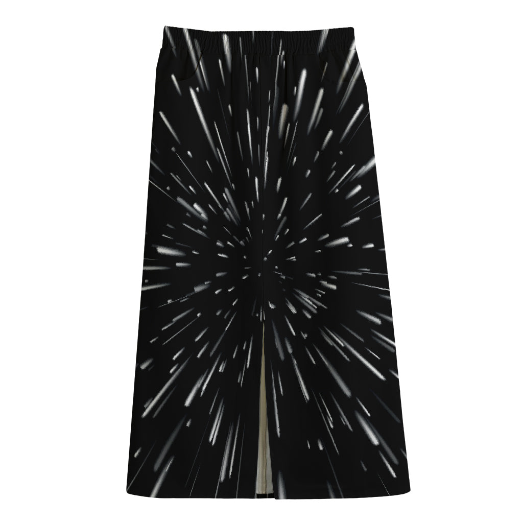 Galaxy Hyperspace Print Cotton Front Slit Maxi Skirt