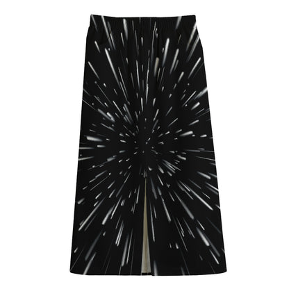 Galaxy Hyperspace Print Cotton Front Slit Maxi Skirt