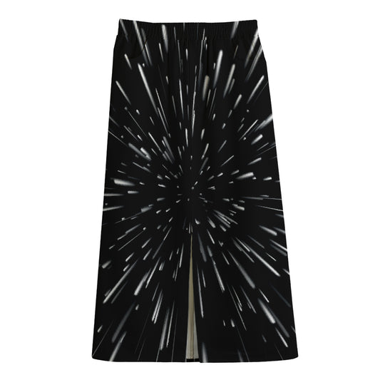 Galaxy Hyperspace Print Cotton Front Slit Maxi Skirt