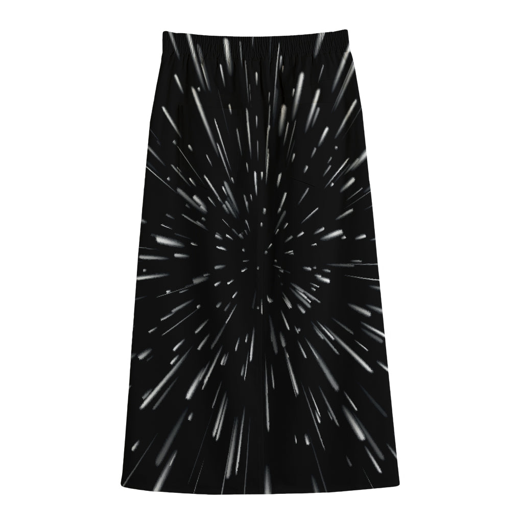 Galaxy Hyperspace Print Cotton Front Slit Maxi Skirt