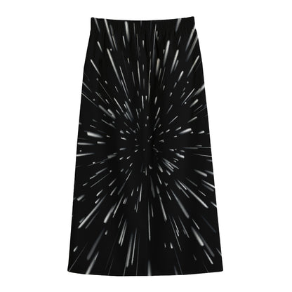 Galaxy Hyperspace Print Cotton Front Slit Maxi Skirt