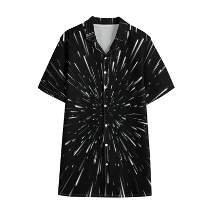 Galaxy Hyperspace Print Cotton Hawaiian Shirt