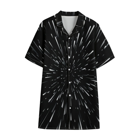 Galaxy Hyperspace Print Cotton Hawaiian Shirt
