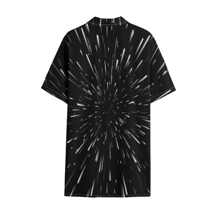 Galaxy Hyperspace Print Cotton Hawaiian Shirt