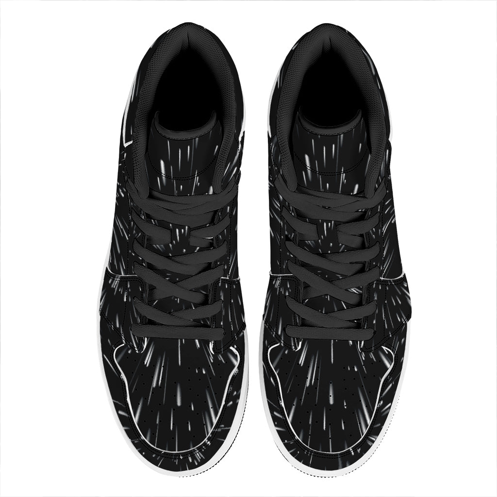 Galaxy Hyperspace Print High Top Leather Sneakers