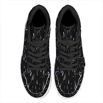 Galaxy Hyperspace Print High Top Leather Sneakers