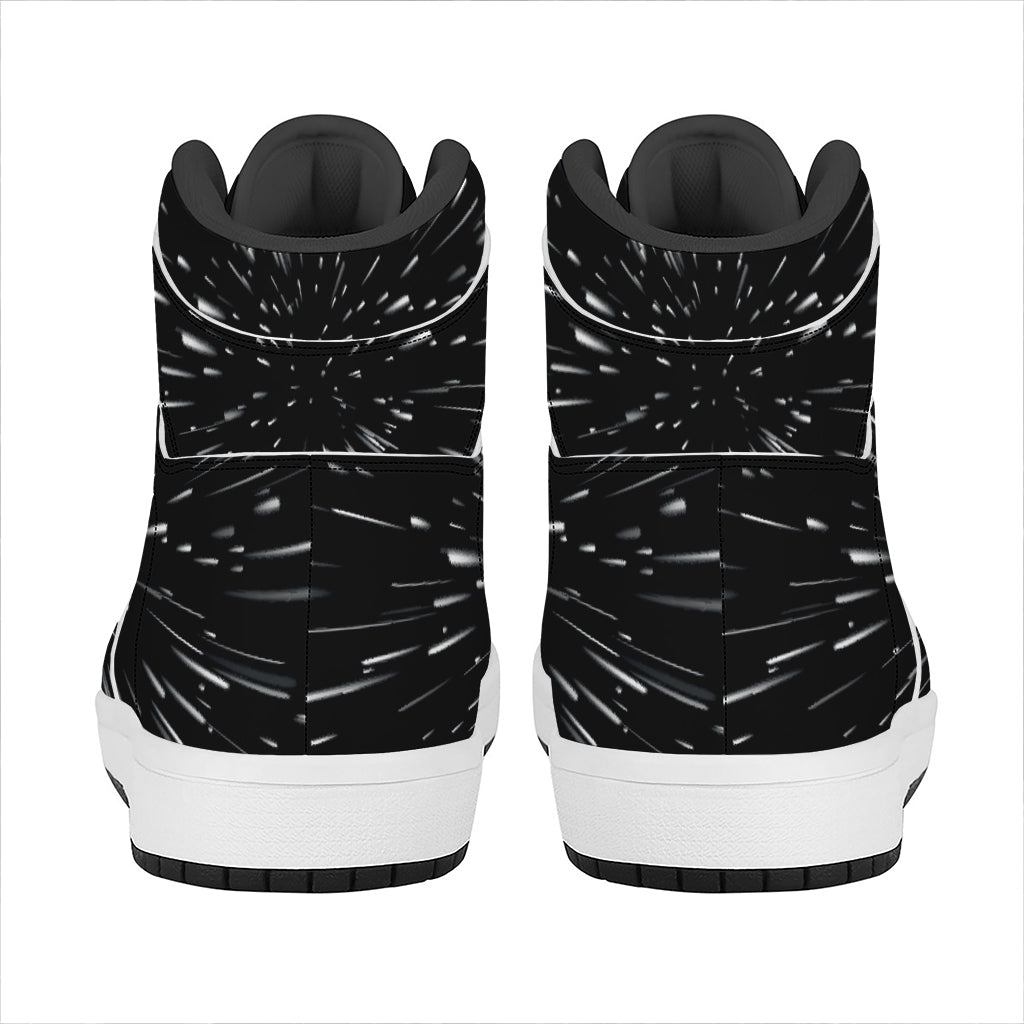 Galaxy Hyperspace Print High Top Leather Sneakers