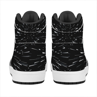 Galaxy Hyperspace Print High Top Leather Sneakers