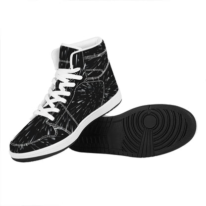 Galaxy Hyperspace Print High Top Leather Sneakers