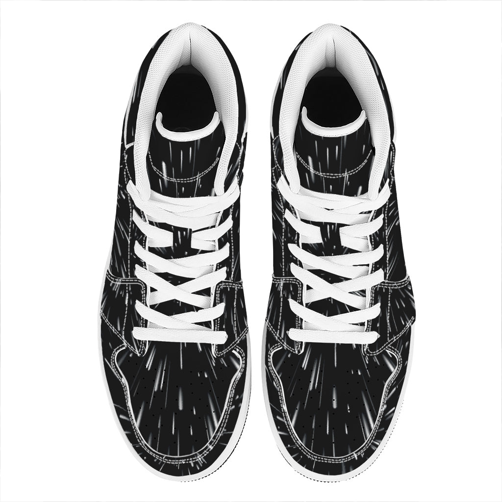 Galaxy Hyperspace Print High Top Leather Sneakers