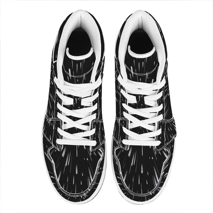 Galaxy Hyperspace Print High Top Leather Sneakers