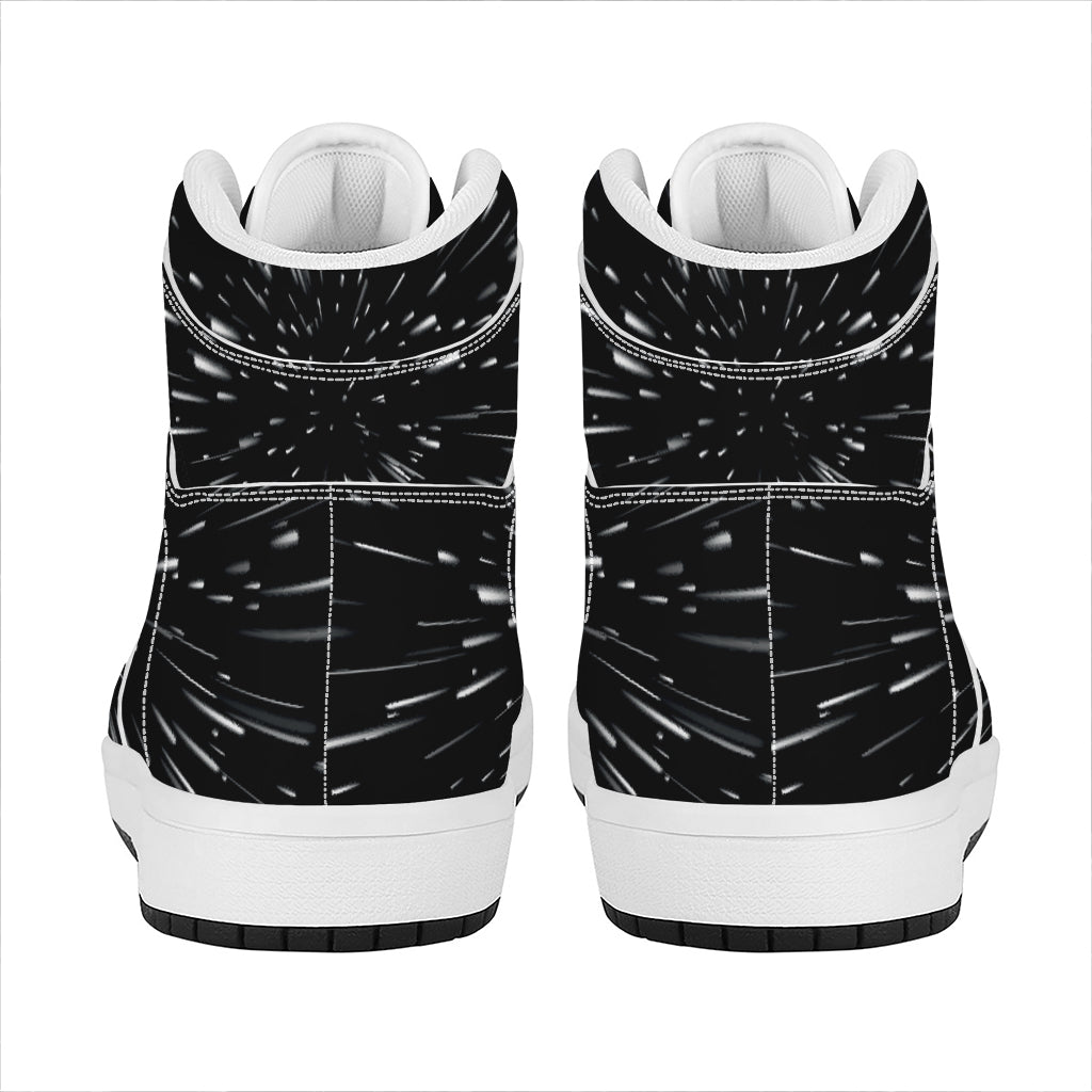 Galaxy Hyperspace Print High Top Leather Sneakers