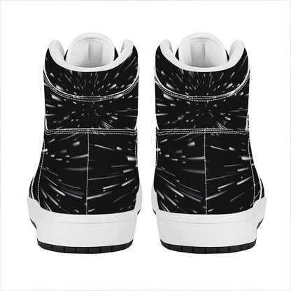 Galaxy Hyperspace Print High Top Leather Sneakers