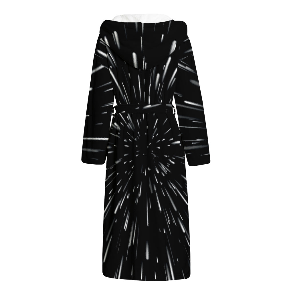 Galaxy Hyperspace Print Hooded Bathrobe