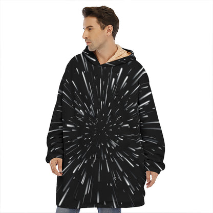 Galaxy Hyperspace Print Hoodie Blanket